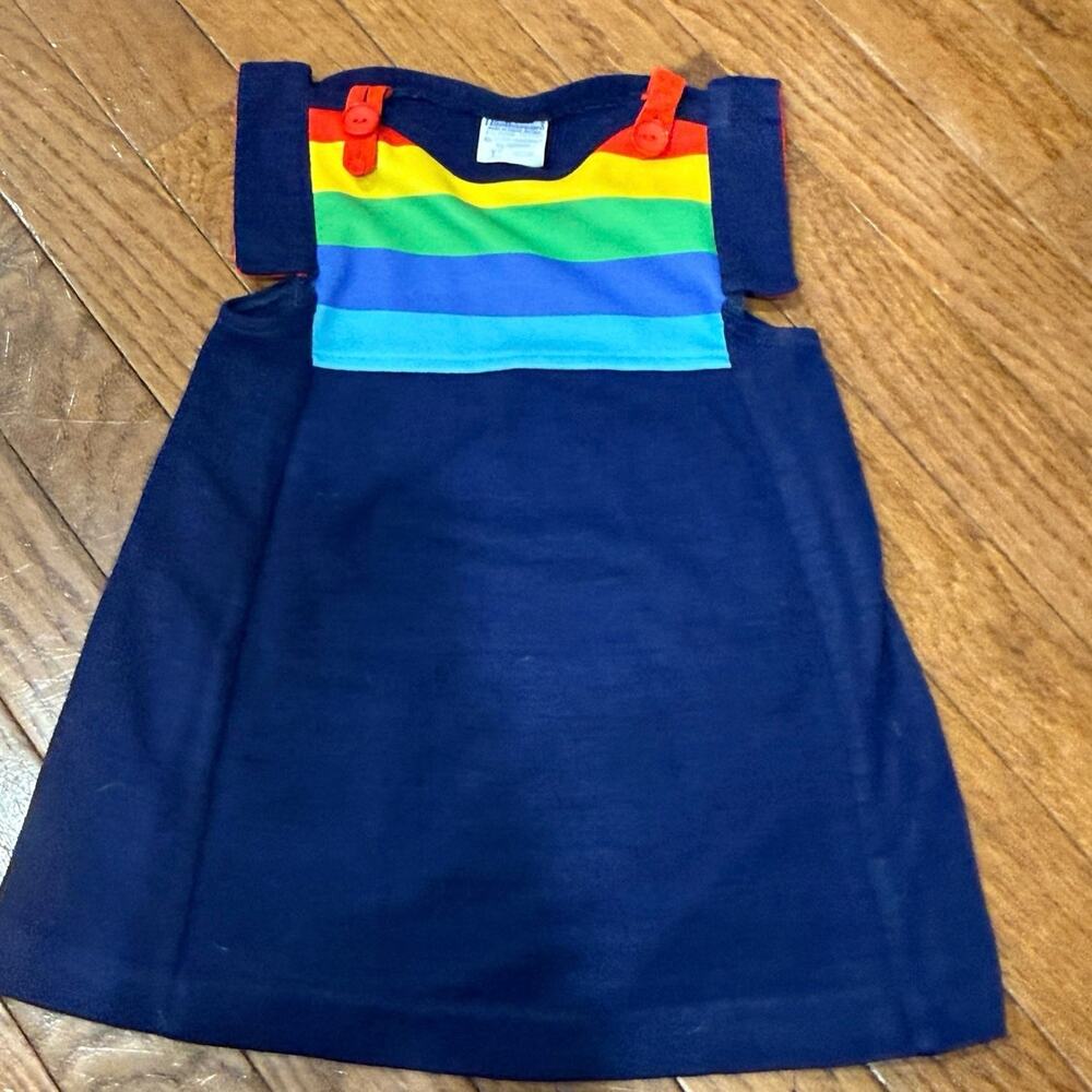 Vintage Mothercare Rainbow Pinafore Dress 18 months Made in Great Britain 70s
